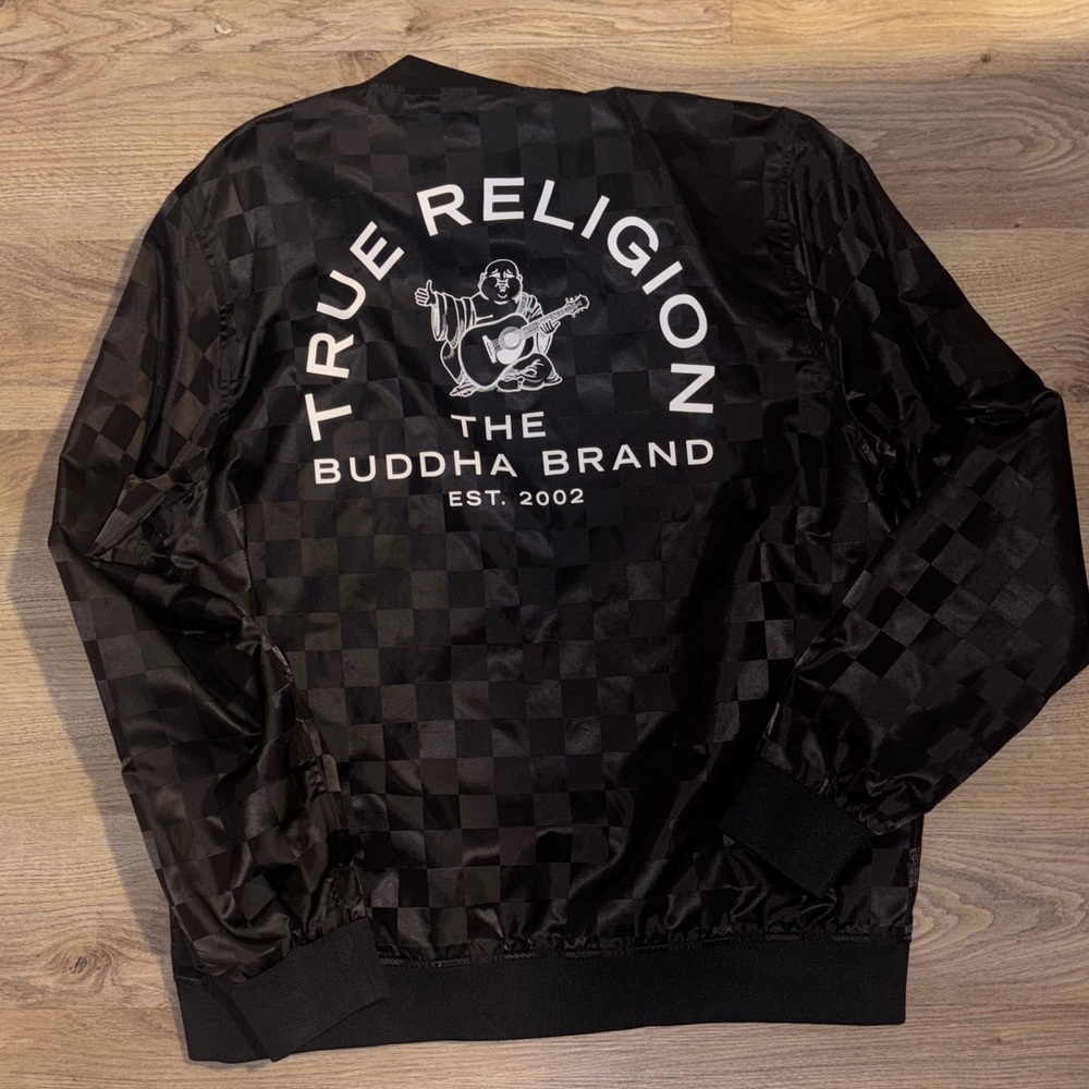 True Religion Black Checkered Bomber Jacket - Picture 4 of 4